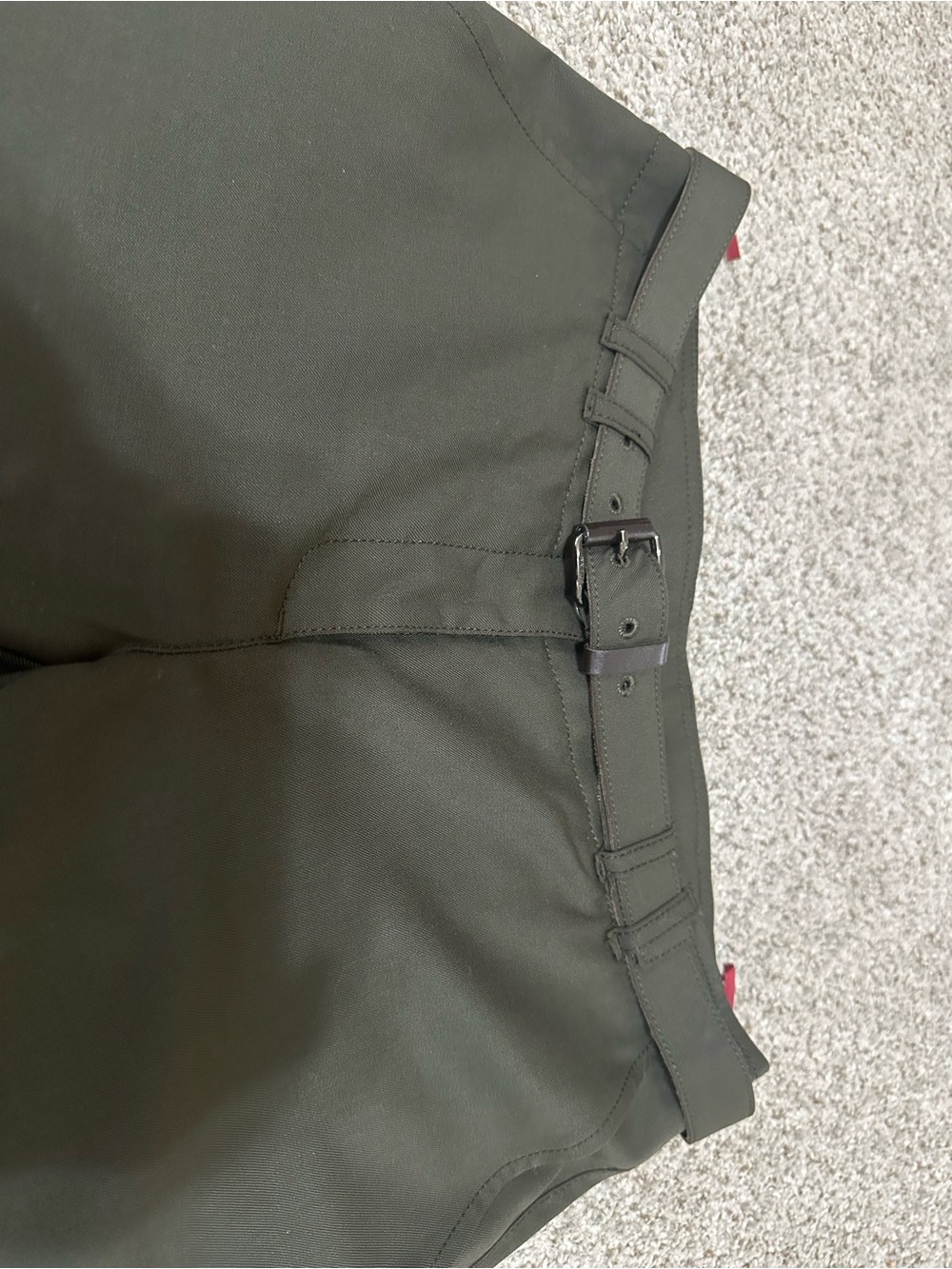 Prada Olive Straight-Leg Trousers with Subtle Belt - Picture 3 of 11